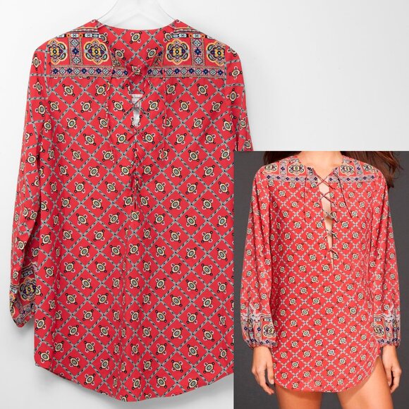 Nanette Lepore Swim Cover-up Pretty Tough Lace Up Tunic Resortwear Size Small - Picture 1 of 7